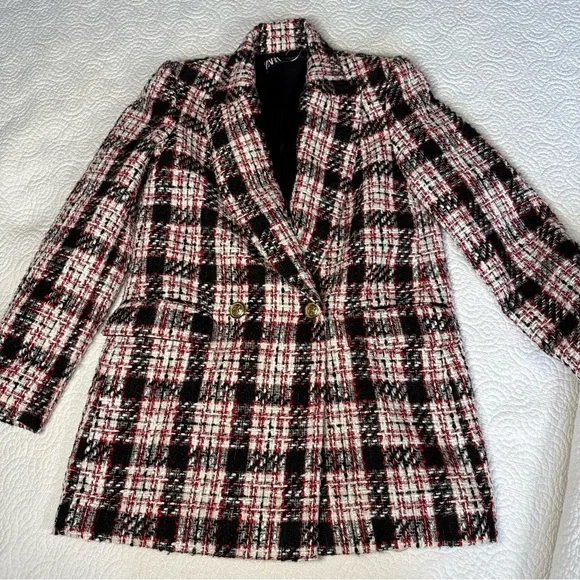 Zara Pink and Black Plaid Blazer - Picture 10 of 15